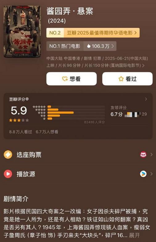 酱园弄豆瓣开分5.9 口碑滑铁卢引发热议